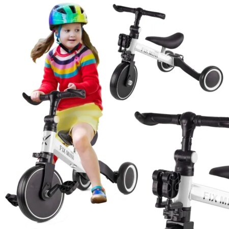 Trike Fix Mini 3 az 1-ben Fehér Kerékpár-Tricikli Gyermekeknek 1,5-4 éves korig (30 kg max.)