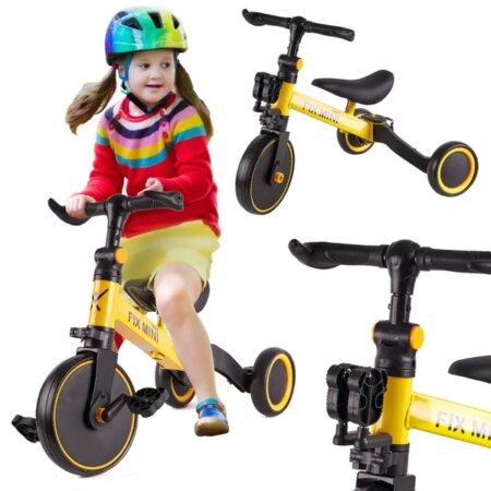 Trike Fix Mini - 3 az 1-ben, sárga gyermektrikli kerékpárrá alakítható